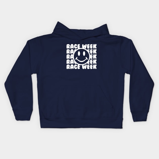 Race Week Smiley Face Design Kids Hoodie by DavidSpeedDesign